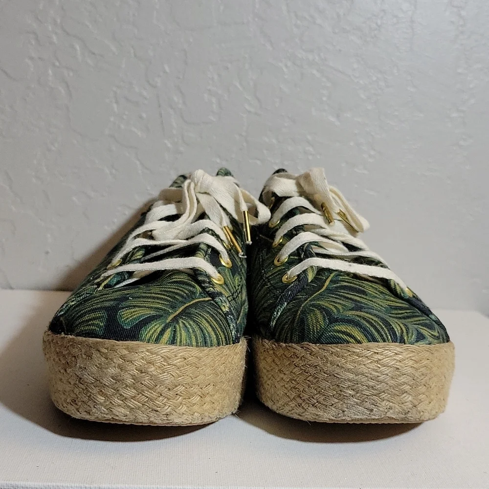 KEDS x Riffle Paper Tropical Leaf Pattern Lace up Espadrille 8